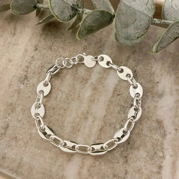 925 Sterling Silver Dainty Chain Bracelet Stackable Chain Bracelet - Picture 3 of 6